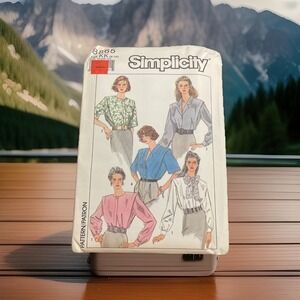 Vtg Simplicity 8865 Button Tops w Long Sleeves Misses Sz KK 8-14 Sewing Pattern